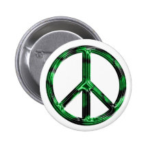 Bouton métallique vert de paix pin's