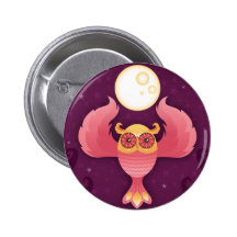 Bouton rose de hibou de lune badges