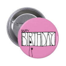 Bouton rose de joyeux anniversaire badge