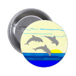 Bouton sautant de dauphins de coucher du soleil pin's