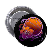 Bouton tropical de pourpre de fleur de basket-ball badges