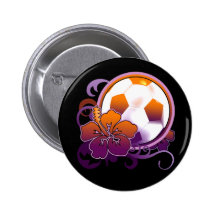 Bouton tropical de pourpre de fleur du football pin's avec agrafe