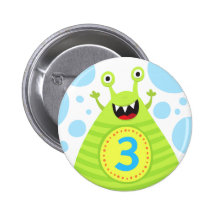 Bouton vert drôle de pinback de monstre de troisiè pin's avec agrafe