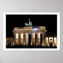 Brandenburg Berlijn nacht Afdruk
