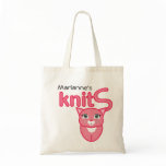 brei het roze KAT gepersonaliseerde breiende bolsa tassen