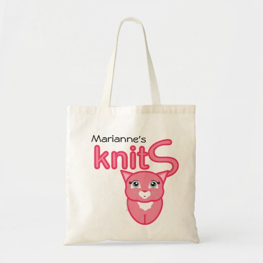 brei het roze KAT gepersonaliseerde breiende bolsa Draagtassen