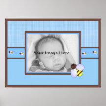 Brown et affiche bleue de coutume de bébé