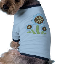 Brown et fleurs bleues tee-shirt pour chien