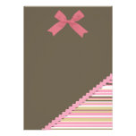 Brown et rayures roses invitation personnalisable