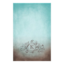 Brown rustique et Flourish de Bohème turquoise Papier À Lettre Personnalisable