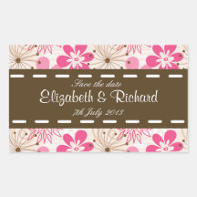 Bruine en roze bloemenSticker