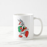 Bugs Bunny Père Noël marchant heureusement tasses