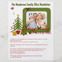 Bulletin d'information de fête de Noël avec des ph Prospectus Personnalisés