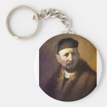 Buste d'un vieil homme avec un casquette par Rembr Porte-clefs