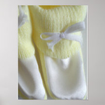 Butins jaunes et blancs de bébé/chaussettes poster