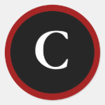 C : Lettre initiale autocollants rouges, blancs et