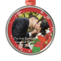Cadeau de Noël du couple de mariage de poinsettia 