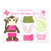 Cadeau de poupée de Moneky Invitations Personnalisées