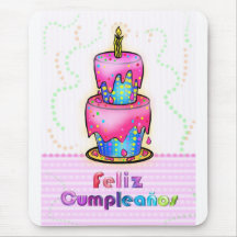 Cadeau espagnol de gâteau d'anniversaire d'amuseme tapis de souris