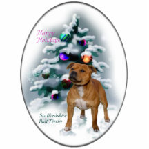 Cadeaux de Noël de bull-terrier du Staffordshire Découpage En Acrylique
