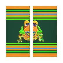 Cadeaux rayés verts oranges de nouveauté de grenou toile tendue sur châssis