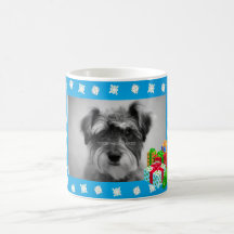 Cadre bleu de photo de neige de Noël Tasse
