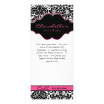 Cadre floral rose noir blanc de damassé de carte d double carte personnalisée