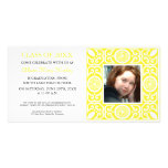 Cadre jaune - invitations de fête de remise des di photocartes