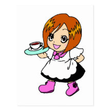 Café, café, fille, domestique carte postale