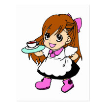 Café, café, fille, domestique carte postale