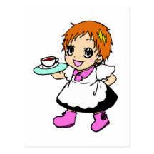Café, café, fille, domestique carte postale