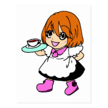 Café, café, fille, domestique carte postale