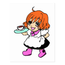 Café, café, fille, domestique cartes postales