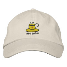 Café chaud (contour noir) chapeaux brodés