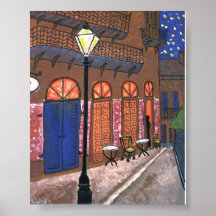 Café de nuit à l'allée de pirates affiche