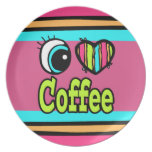 Café lumineux d'amour du coeur I d'oeil Assiette