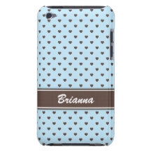 Caisse bleue et brune d'iPod de motif de coeurs Étuis iPod Touch