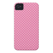Caisse rose et blanche de point de polka coques iPhone 4