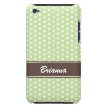 Caisse verte et brune chic d'iPod de pois Coque Barely There iPod