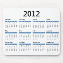 Calendrier 2012 annuel tapis de souris