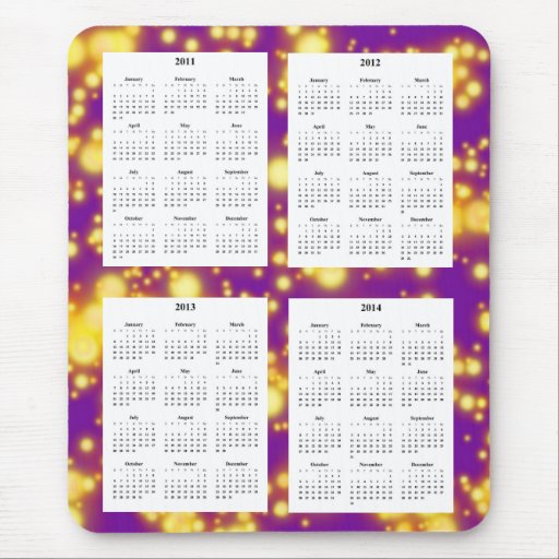 Calendrier de 4 ans sur la conception pourpre Back Tapis De Souris