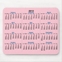 Calendrier rose Mousepad du motif 2012 de diamant Tapis De Souris