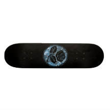 Camée rose affligée de silhouette - bleu skateboards personnalisés
