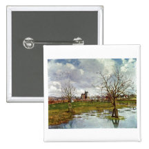 Camille Pissarro - champs inondés 1873 de paysage Pin's Avec Agrafe