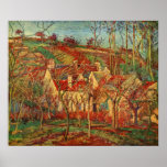 Camille Pissarro - le rouge couvre la maison de to Affiche