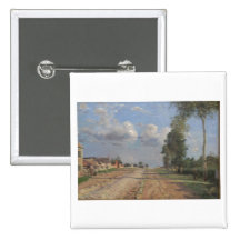 Camille Pissarro - route au pétrole de Versailles  Badges Avec Agrafe