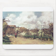 Camille_Pissarro - vue de nuage de ciel de Louveci Tapis De Souris