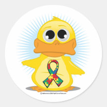 Canard de ruban d'autisme adhésif rond