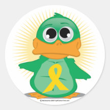 Canard de ruban d'or autocollant rond