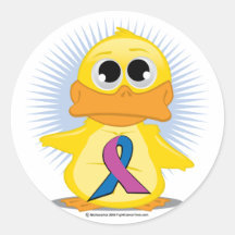 Canard de ruban pourpre et bleu autocollant